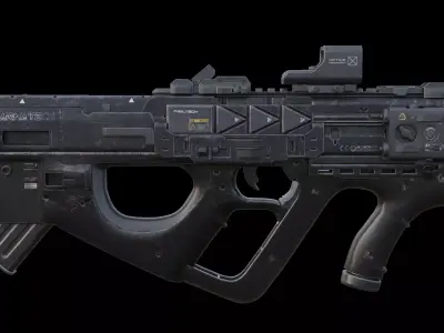Sci-Fi Droid SMG Model Futuristic Submachine Gun Game Ready Low-poly 3D model