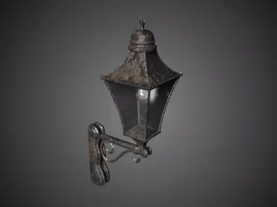 Old Wallmounted Industrial Lantern Prop Low-poly 3D model