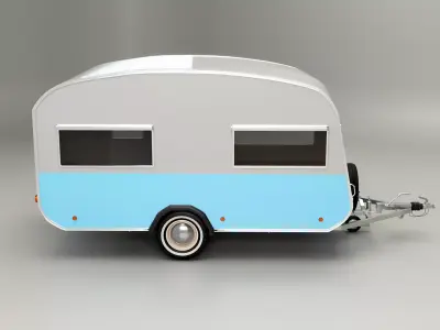 Classic Vintage Camping Caravan Low-poly 3D model