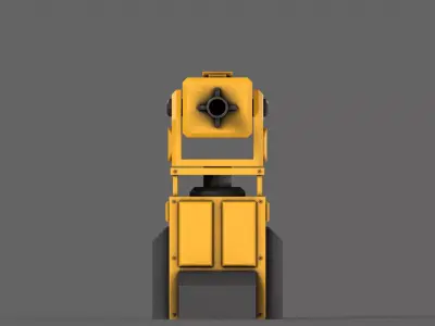 PBR Turret Gun 01 Yellow Low-poly 3D model