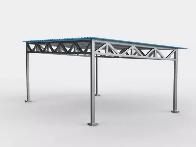  steel frame carport 3D model