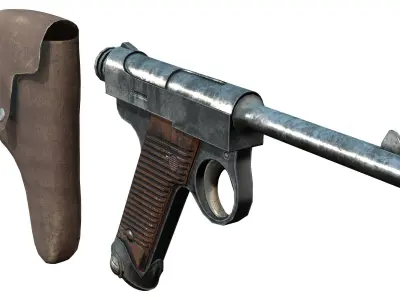 Parabellum Safari Gun With Holster Low-poly 3D model
