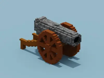 Voxel Cannon Low-poly 3D model