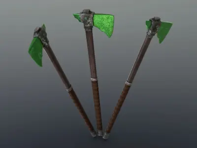 Axe - Emerald Low-poly 3D model