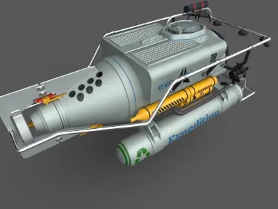 exploration submarine Low-poly 3D model