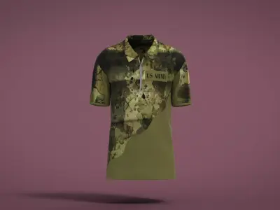 Military Outfit - T-shirt Low-poly 3D model 53