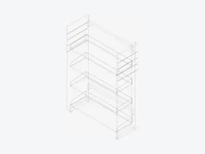 Shelving - Library - Integral - Metal - Single Sided Low-poly 3D model