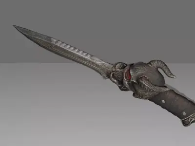 Skull Survival Knife 3D Model DVL 3D Studio Low-poly 3D model