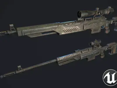 Sniper rifle Low-poly 3D model 10