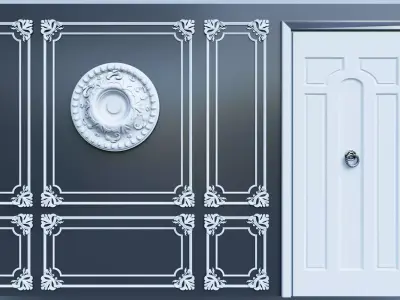 Moulding Set ceiling medallion 3D model