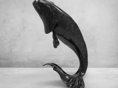 Fish 3d model koi sculpture Low-poly 3D model