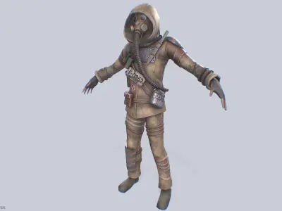 Post apocalypse character Low-poly 3D model