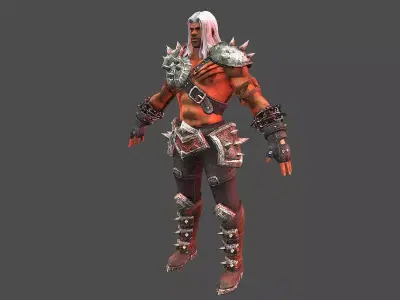 Barbarian 2 character in armor Low-poly 3D model