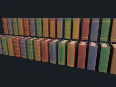 Low Poly Stylized Antique Books Low-poly 3D model