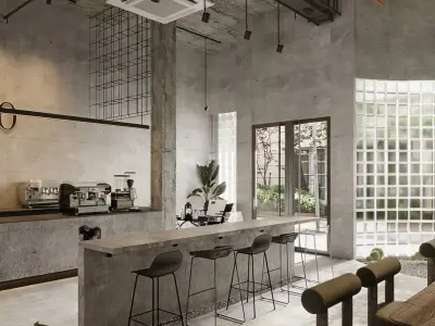 Industrial style Coffee shop 3D model
