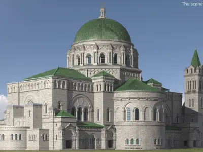  Neo-Byzantine Style Basilica with Stone Facade Green 