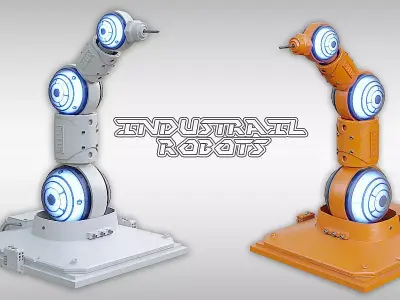 Industrial Robots Scifi Low-poly 3D model