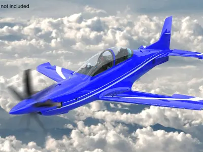 Training Aircraft Blue Rigged for Maya 3D model