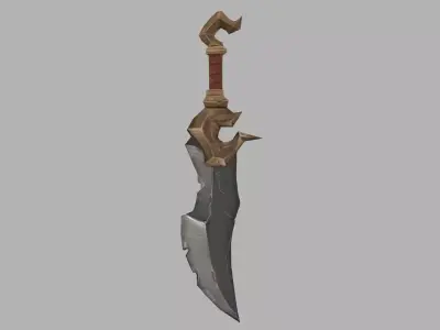 Stylized Ancient Stone-Gold Sword Low-poly 3D model