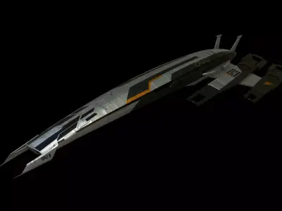 Normandy futuristic spaceship Low-poly 3D model