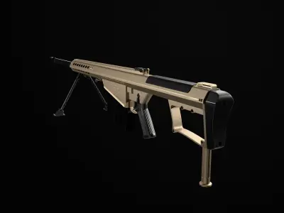 Barrett M107A1 Sniper Rifle Low-poly 3D model