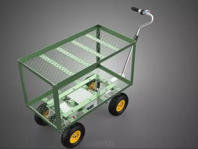 MOTORIZED DOUBLE DECKER TIER BED RACK TROLLEY WAGON CART GARDEN 3D model