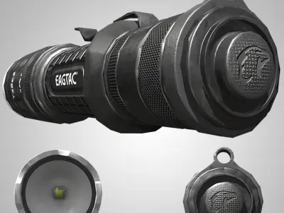 Military flashlight - Game Ready 4K Low-poly 3D model