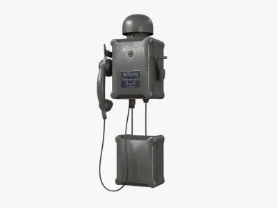 German Wall Telephone WWII Low-poly 3D model