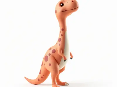 Adorable Orange Dinosaur Model Pack Low-poly 3D model