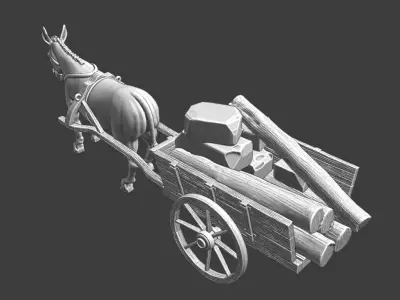 Medieval Supply Wagon for Castle construction 3D print model