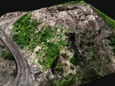 construction site sand pile plants drone PBR photogrammetry Low-poly 3D model