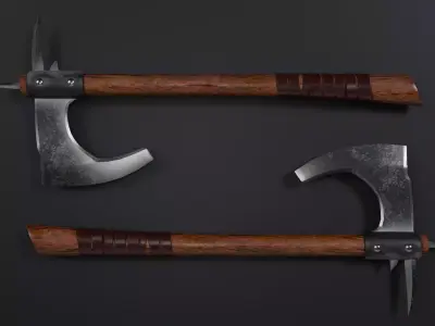 Medieval Axe Low-poly 3D model 7