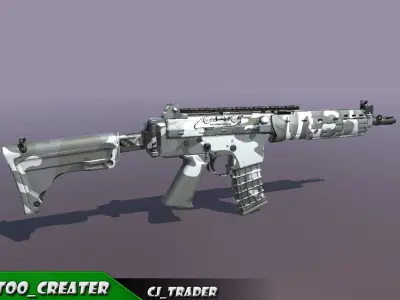 KA5C Low Poly Assault Riffle 3d Model  Low-poly 3D model