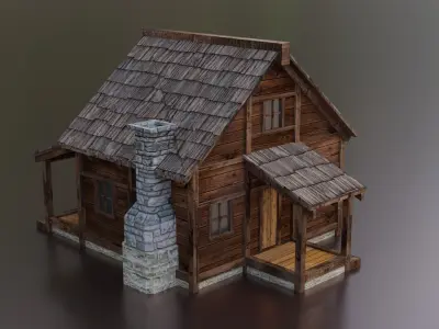 Wooden House C Low-poly 3D model