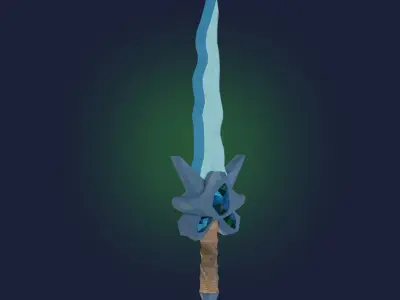 Stylized Sword Weapon with crystals PBR low-poly game ready Low-poly 3D model