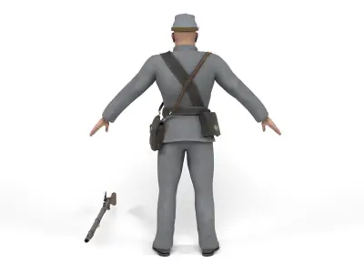 Confederate Soldier 2 Low-poly 3D model