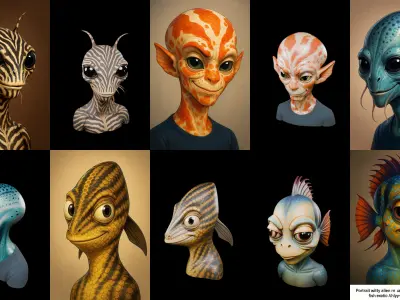 Head Fish bundle 14 pack 100 glb Low-poly 3D model