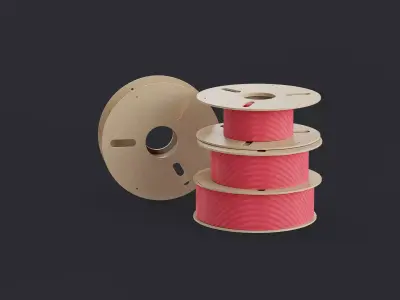 3D Printer Filament Spools Cardboard Low-poly 3D model