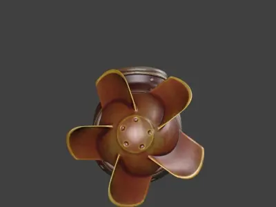 Outboard metal fan Low-poly 3D model