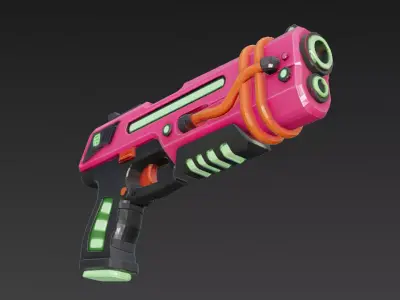 Cartoon Cyber Pink Black Pistol 3D Model PBR 3D model