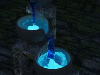 Fountain with three bowls of water 3D model