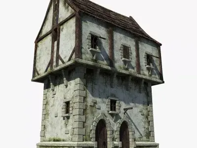 Medieval House Low-poly 3D model 21
