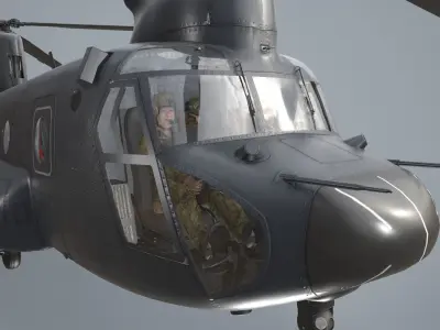  CH-47 Chinook Luftwaffe Complex Animation Low-poly 3D model