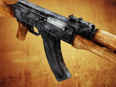 AK47 Assault rifle low poly  Low-poly 3D model