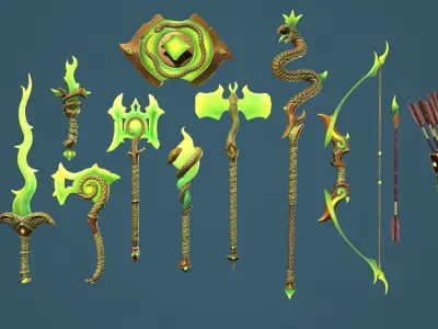 Fantasy weapon snake Low-poly 3D model
