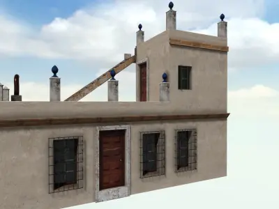 Old High-Quality 3D Colonial House Low-poly 3D model 14