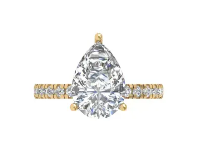 Pear Solitaire Ring 3D print model 7