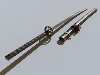 Katana samurai sword Low-poly 3D model order
