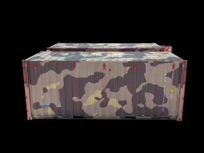 20ft Cargo Container Camo Low-poly 3D model