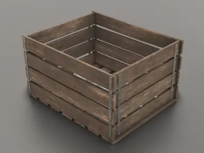 Wood Box - Crate - Empty - Low poly - 3D - Game Ready Low-poly 3D model